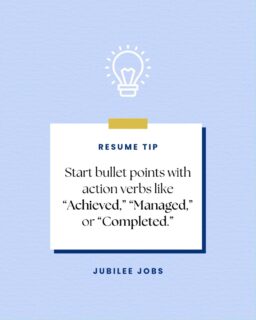 Make an impact! Start bullet points with action verbs like "achieved," "managed," or "completed" in your #resume 📄

Complete sentences aren't needed for bullet point lists on resumes. Keep it concise while showcasing your accomplishments 💯