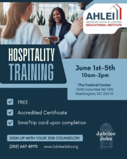 🔔New training alert!

Earn your hospitality accreditation in ONE WEEK 💯

✅Conflict resolution
✅Anticipating guest needs
✅Industry core values and ethics

June 1-5 | 10am-2pm
@festivaldc

Sign up with your job counselor or call 202-667-8970